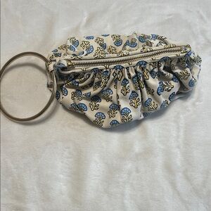 Anthropologie LLani Kavi Wristlet Bag – Botanical Print with Brass Ring